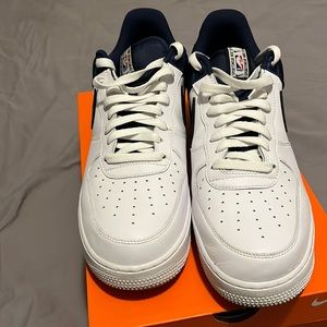 Men’s Nike Air Force 1 (White, Navy Blue). Size 12, Great Condition!